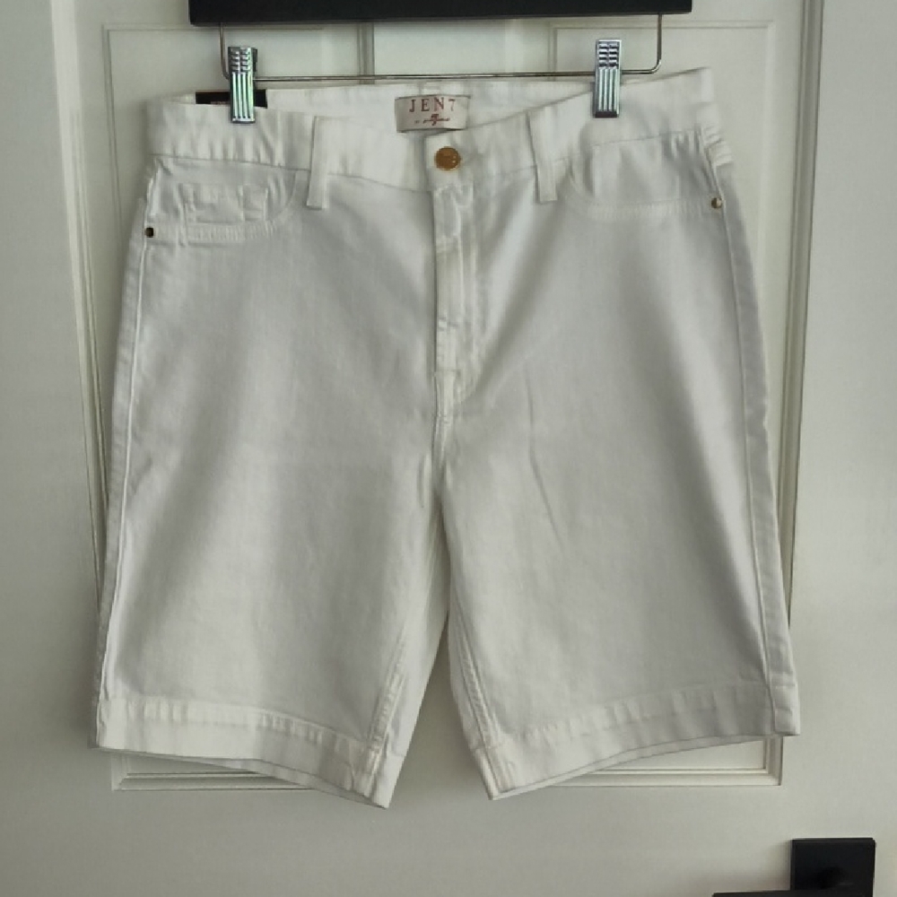 Jen 7 White Denim Bermuda Shorts Size 10 NWT